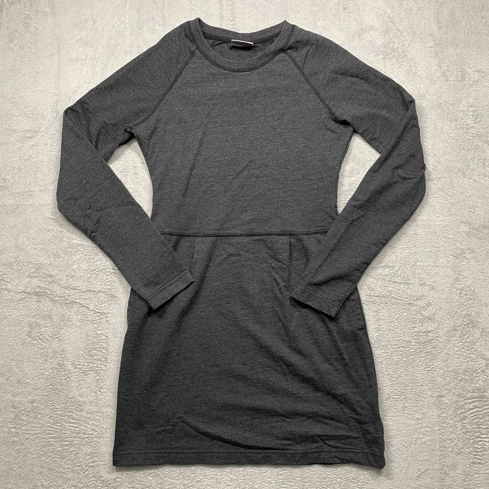 Columbia Sweatshirt Dress Women XS Grey Long Sleeve Raglan Pockets Mini